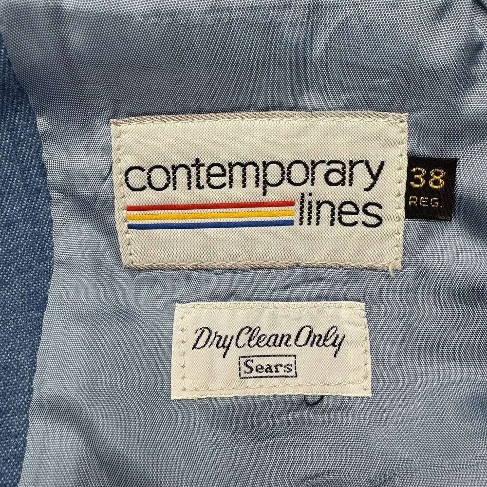 Sears Contemporary Lines Denim Suit Coat And Vest Vintage Size 38 Regular - Picture 7 of 14
